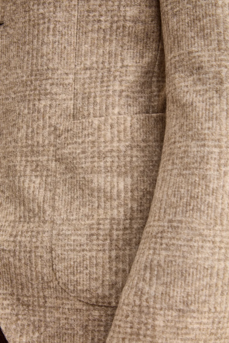 Giacca Check Monopetto in Misto Lana - BEIGE QUADRI
