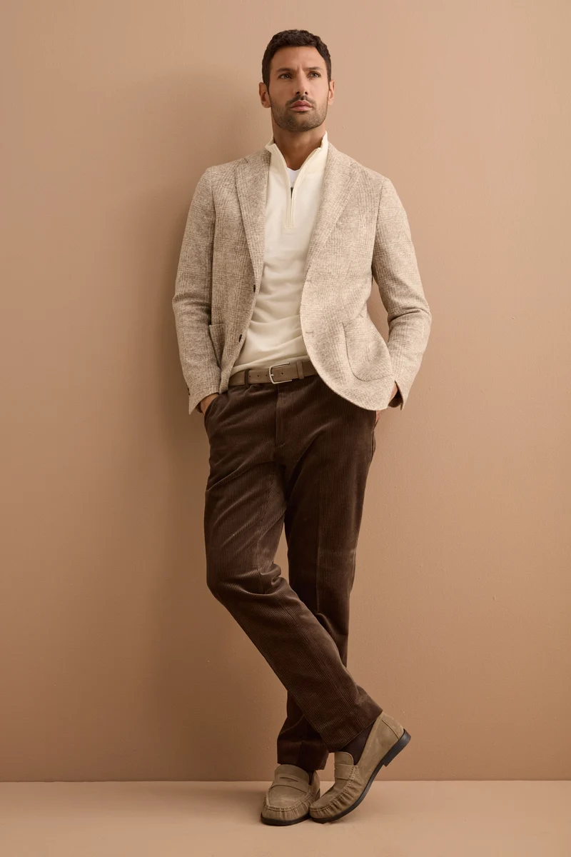 Giacca Check Monopetto in Misto Lana - BEIGE QUADRI