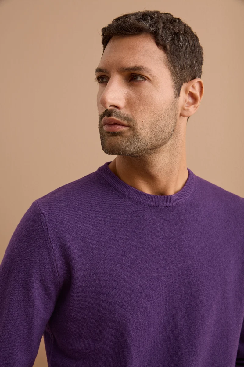 Maglia Girocollo in Pura Lana Merino - VIOLA