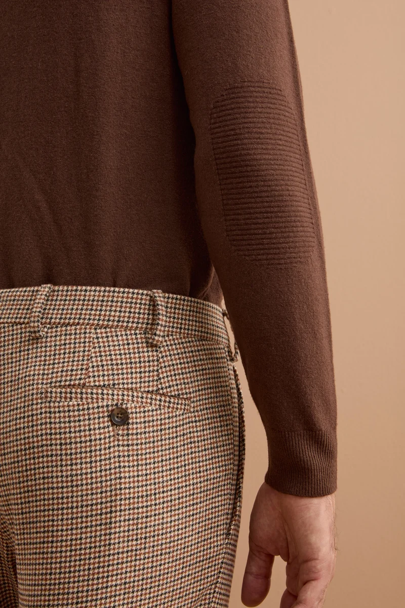Maglia Girocollo in Pura Lana Merino - MARRONE