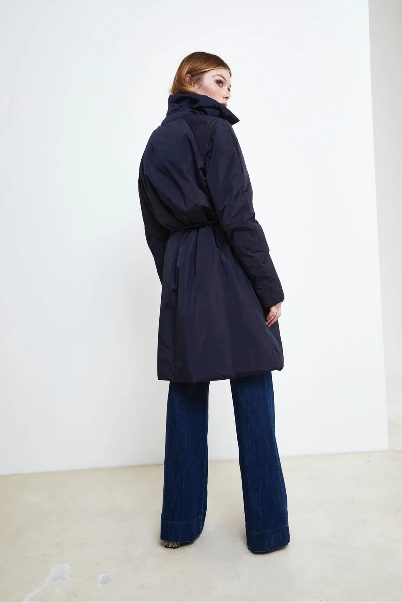 Piumino Midi con Cintura - NAVY