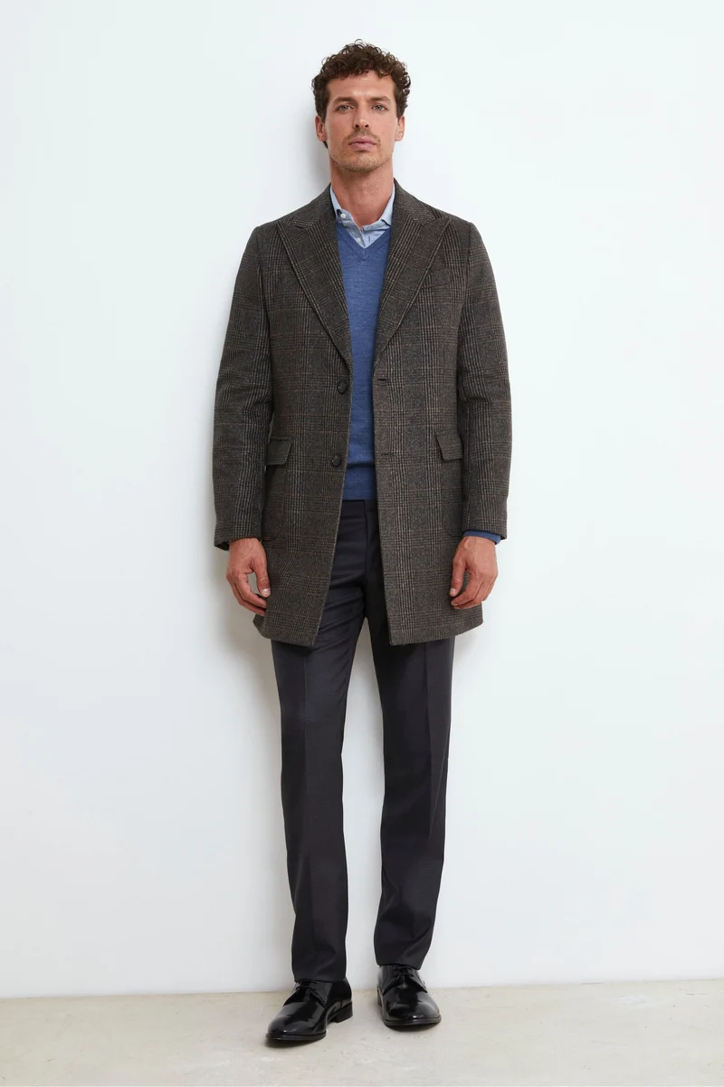 Cappotto Check in Lana e Cashmere - MARRONE QUADRI