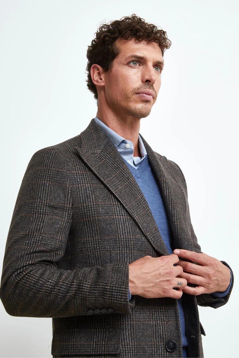 Cappotto Check in Lana e Cashmere - MARRONE QUADRI