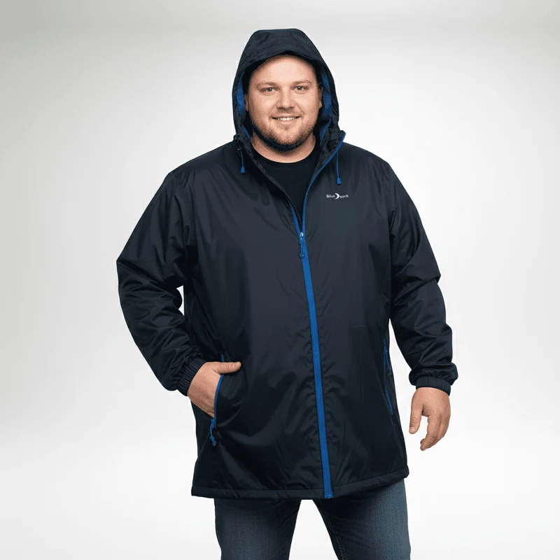BlueWave Regenjacke Herren Übergröße 4XL-8XL Schwarz Navy Royal Rot wasserdicht