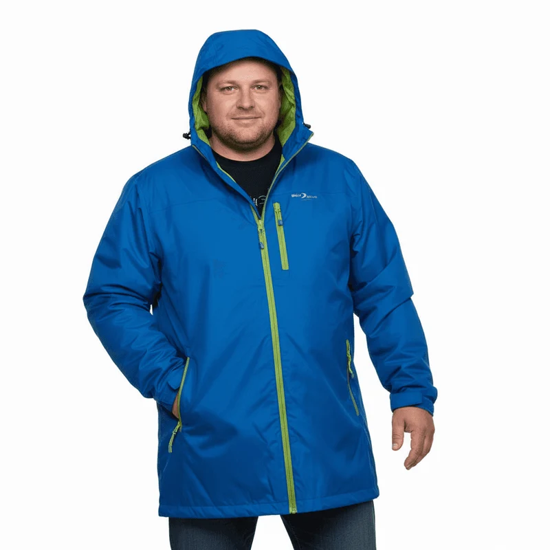 BlueWave Regenjacke Herren Übergröße 4XL-8XL Schwarz Navy Royal Rot wasserdicht