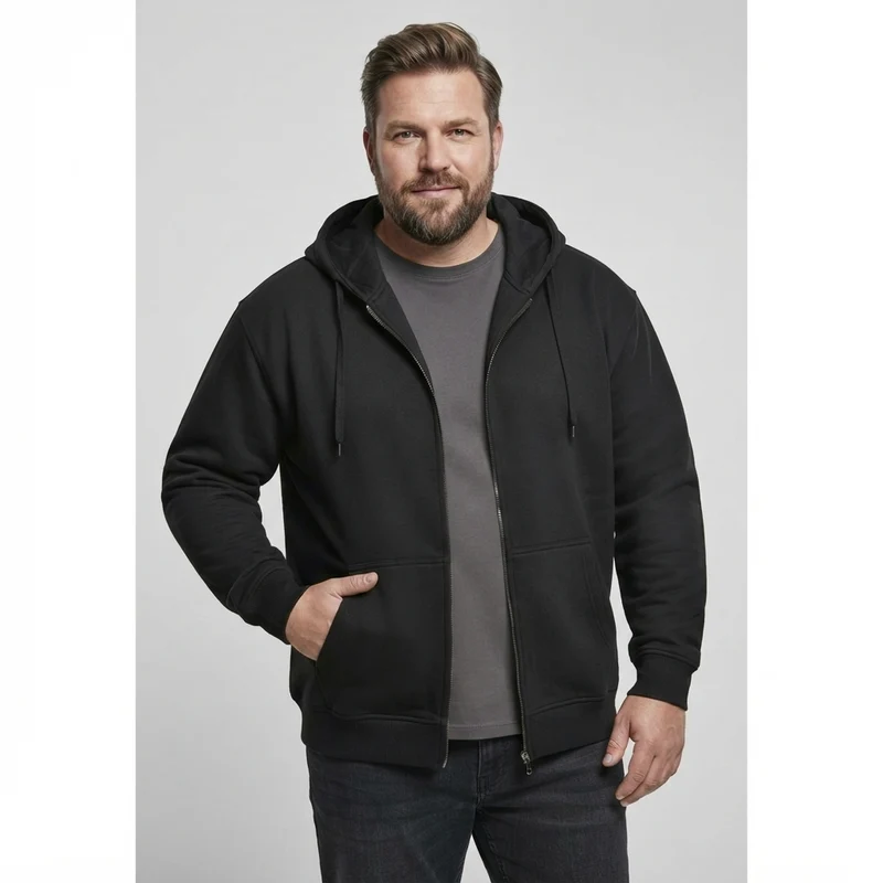BigTiger Kapuzen-Sweat-Jacke Herren Übergröße 3XL-10XL, Schwarz / Navy