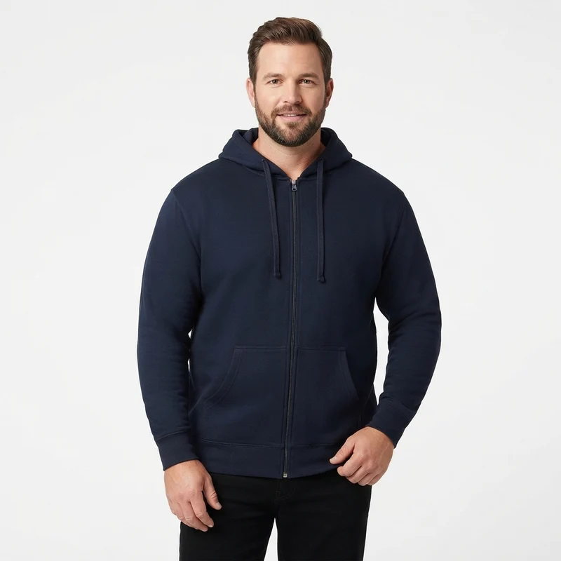 BigTiger Kapuzen-Sweat-Jacke Herren Übergröße 3XL-10XL, Schwarz / Navy