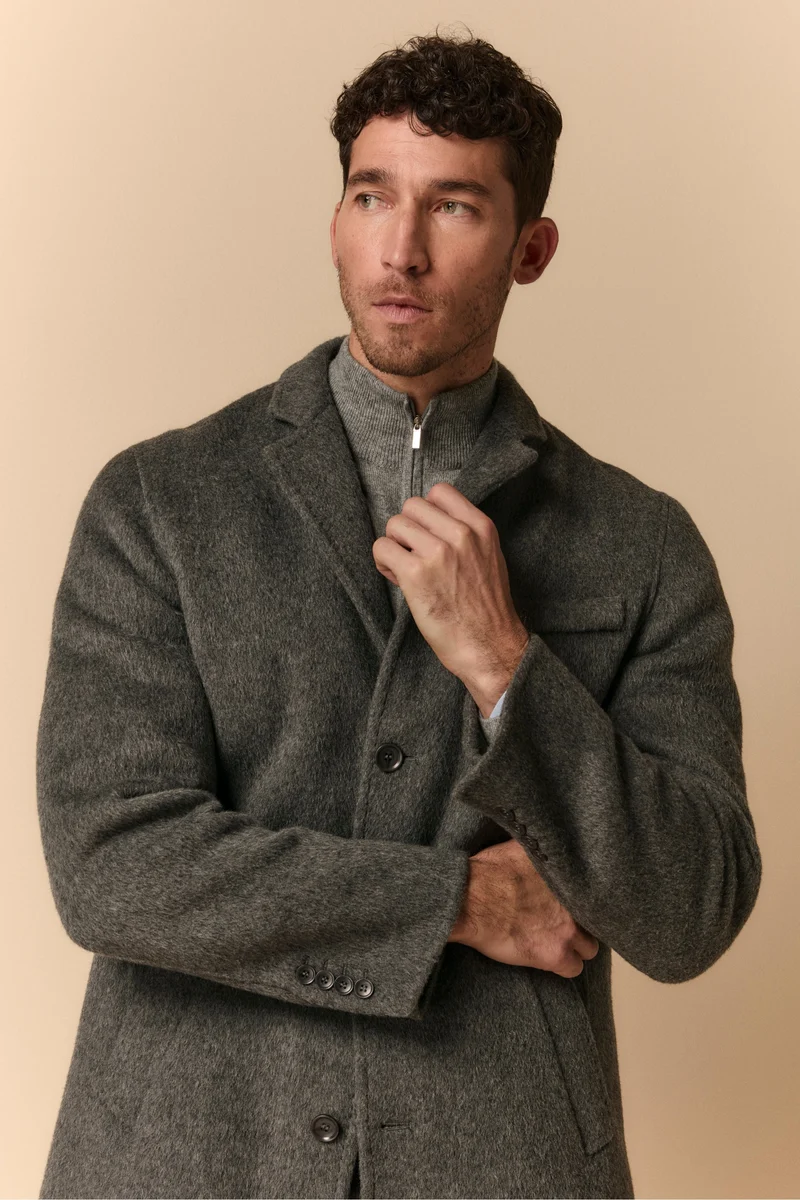 Cappotto in Lana con Gilet in Piuma - GRIGIO SCURO