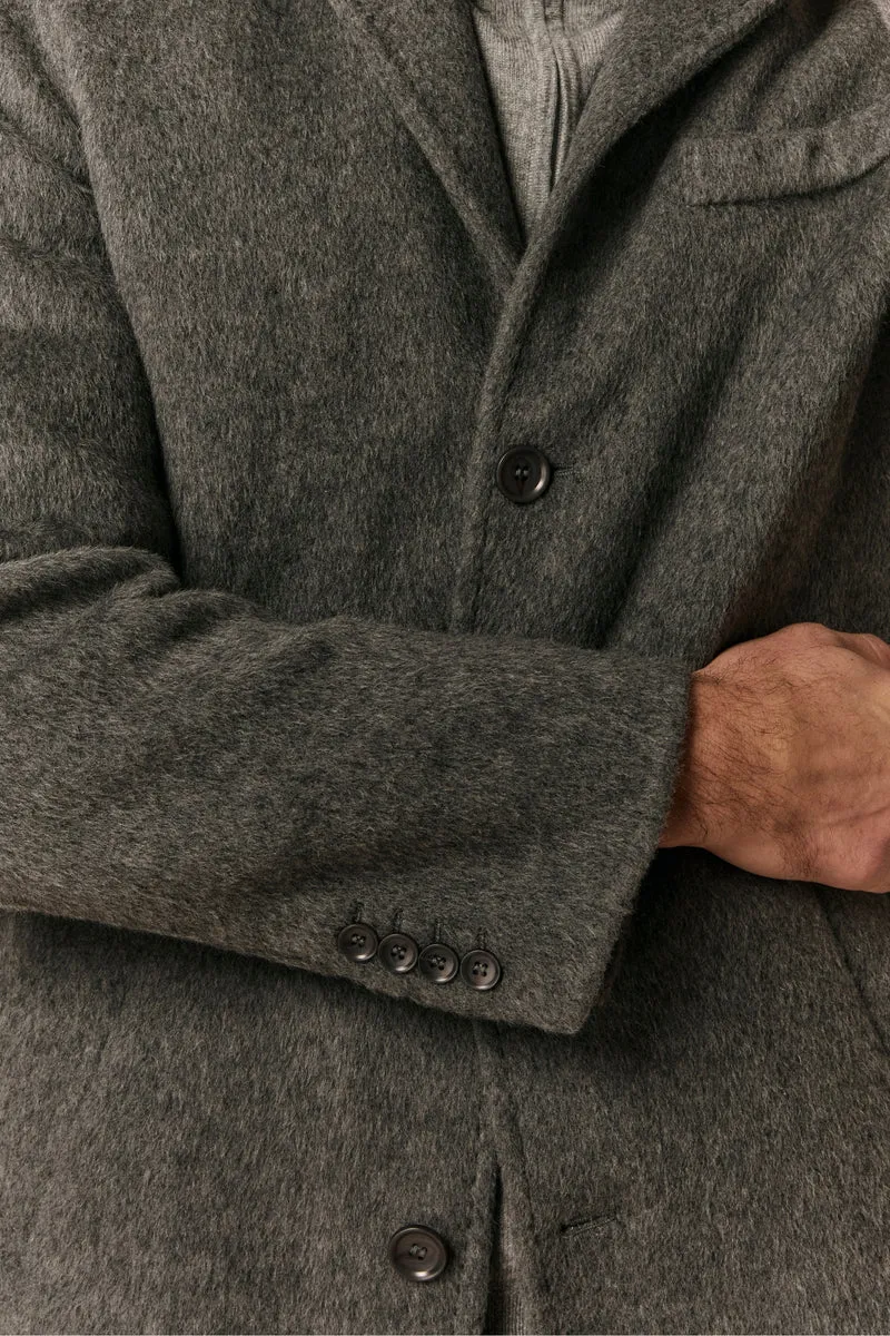 Cappotto in Lana con Gilet in Piuma - GRIGIO SCURO