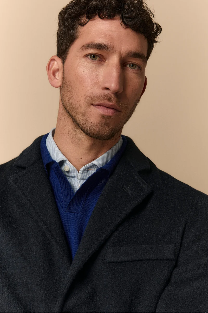 Cappotto in Lana con Gilet in Piuma - BLU
