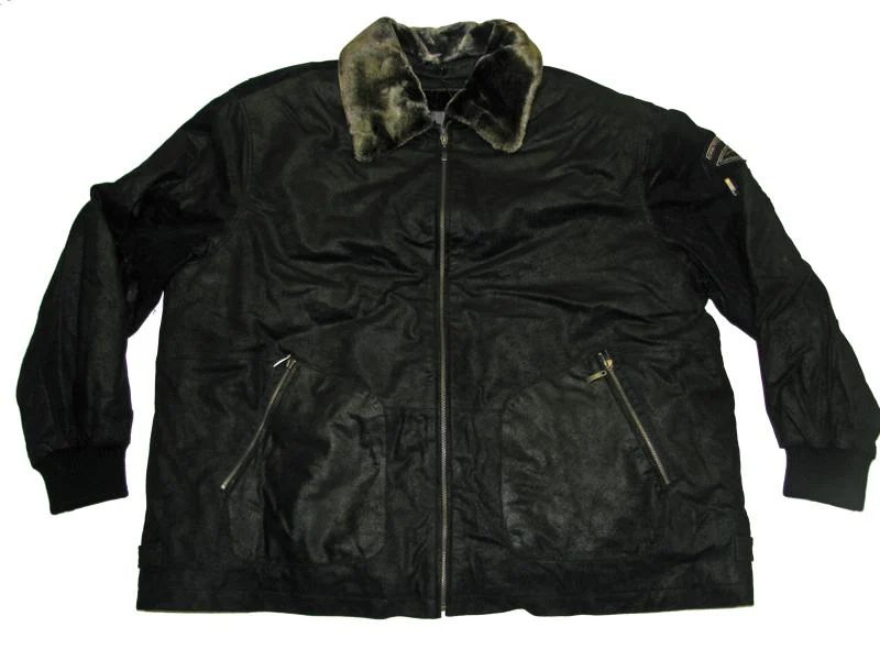 Allsize Leder-Jacke Herren Übergröße 3XL-5XL Schwarz