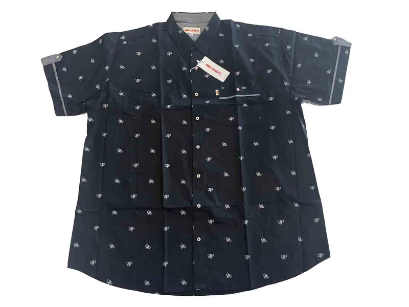 Kamro Hemd Herren Übergröße 4XL-10XL - kurzarm, bedruckt schwarz