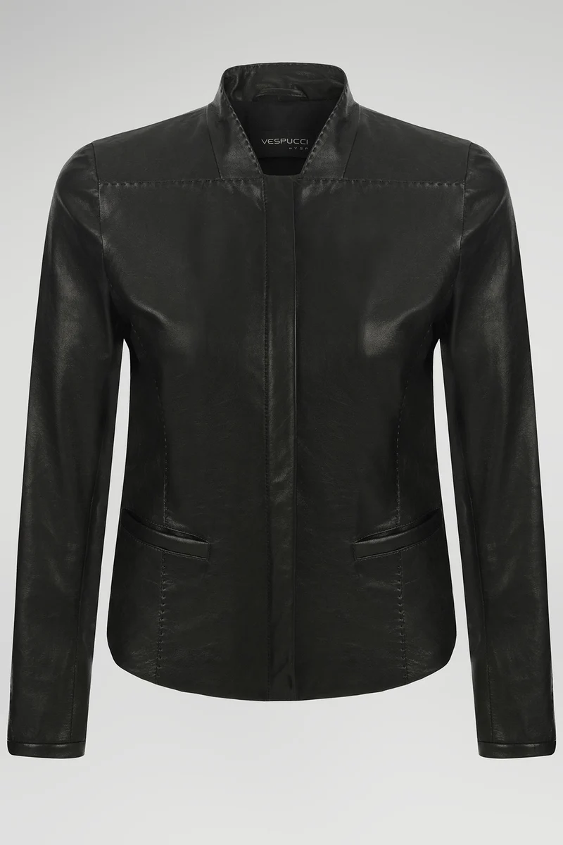 Schwarze Lederjacke