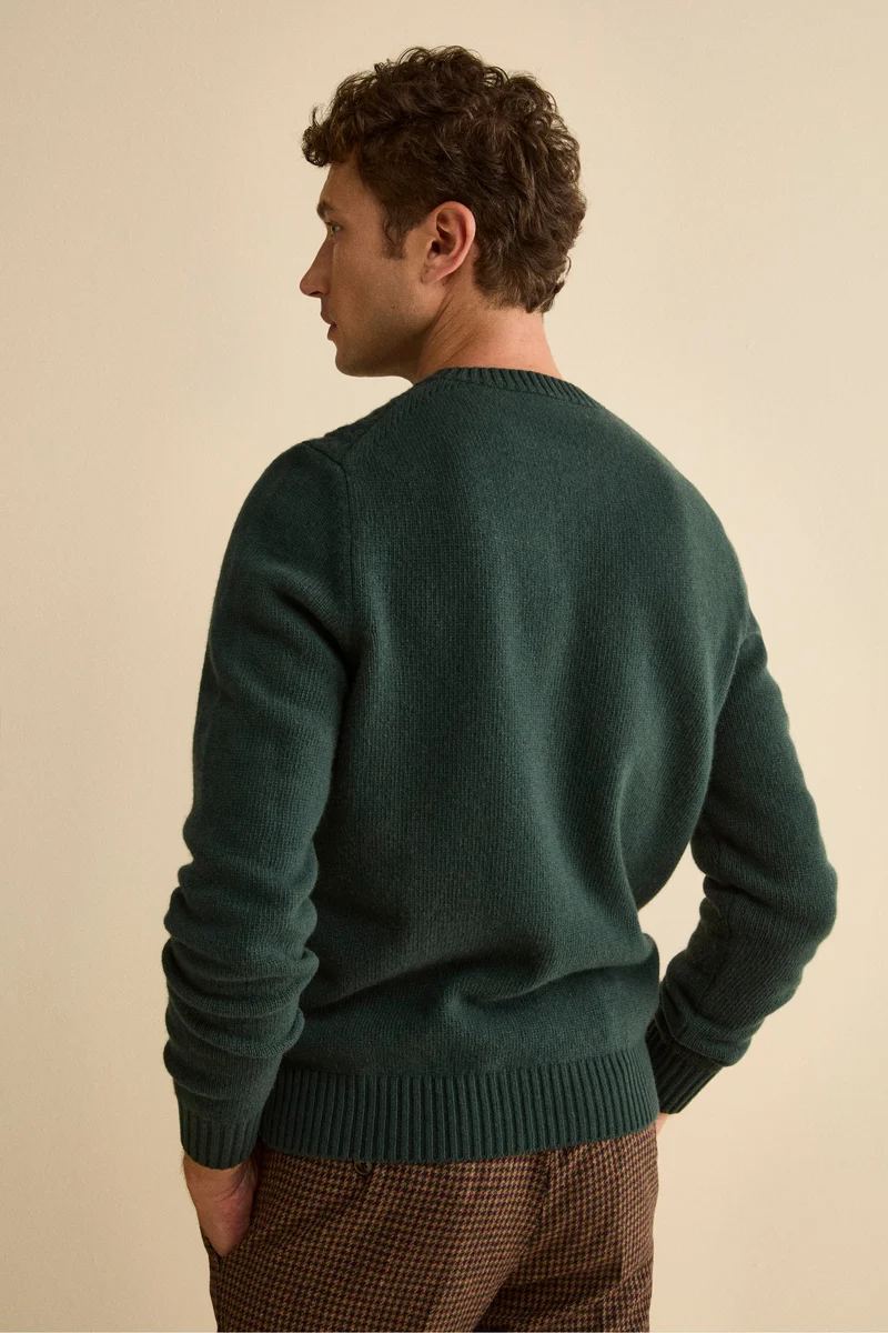 Maglia Girocollo in Lana a Trecce - VERDE