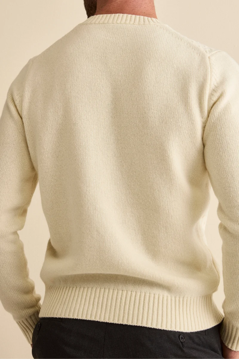 Maglia Girocollo in Lana a Trecce - LATTE