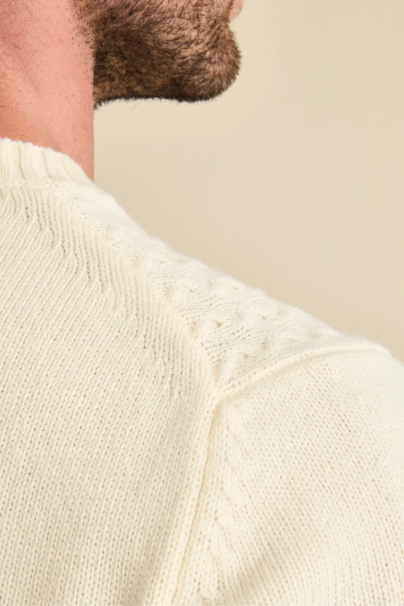 Maglia Girocollo in Lana a Trecce - LATTE