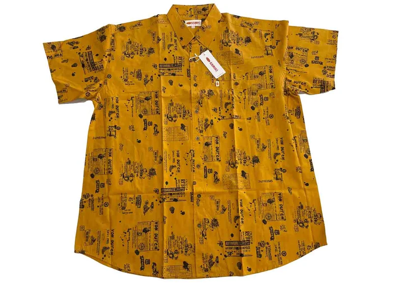Kamro Hemd Herren Übergröße 4XL-10XL - kurzarm, bedruckt gelb
