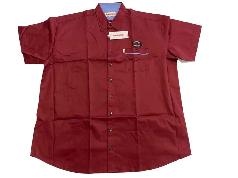 Kamro Jeanshemd Herren Übergröße 4XL-10XL - kurzarm, Jeans rot