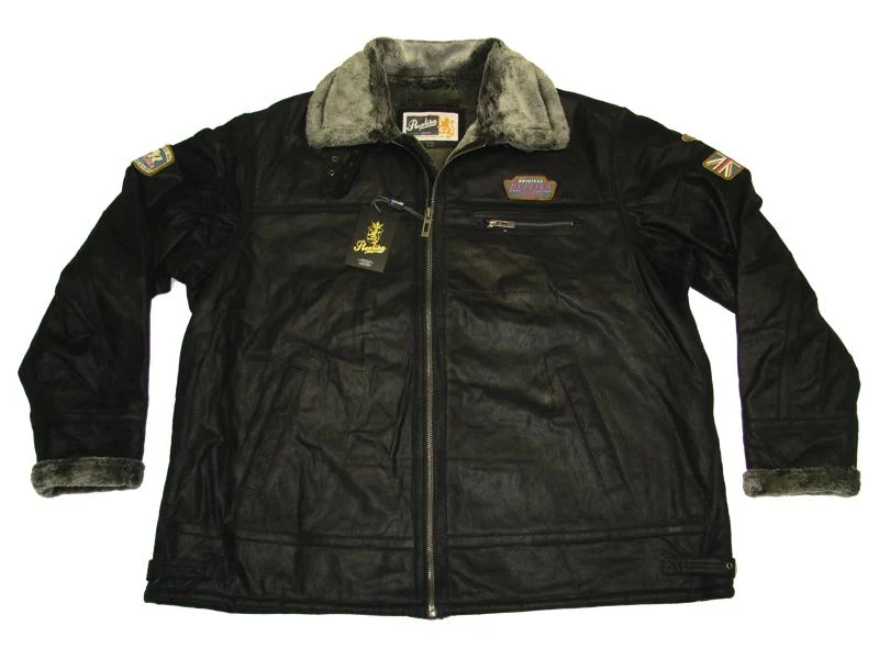 Allsize Leder-Jacke Herren Übergröße 3XL-5XL Schwarz