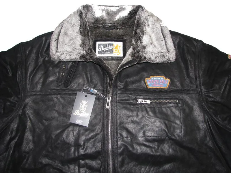 Allsize Leder-Jacke Herren Übergröße 3XL-5XL Schwarz