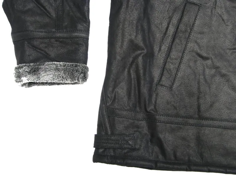 Allsize Leder-Jacke Herren Übergröße 3XL-5XL Schwarz
