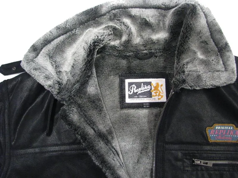 Allsize Leder-Jacke Herren Übergröße 3XL-5XL Schwarz