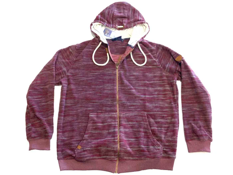 Brigg Kapuzen-Fleece Jacke Herren Übergröße 3XL-10XL Weinrot