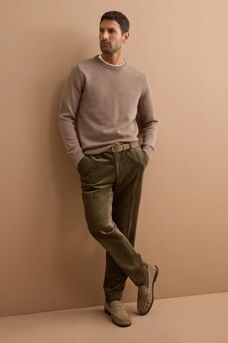 Pullover Girocollo in Pura Lana Merino - NOCCIOLA