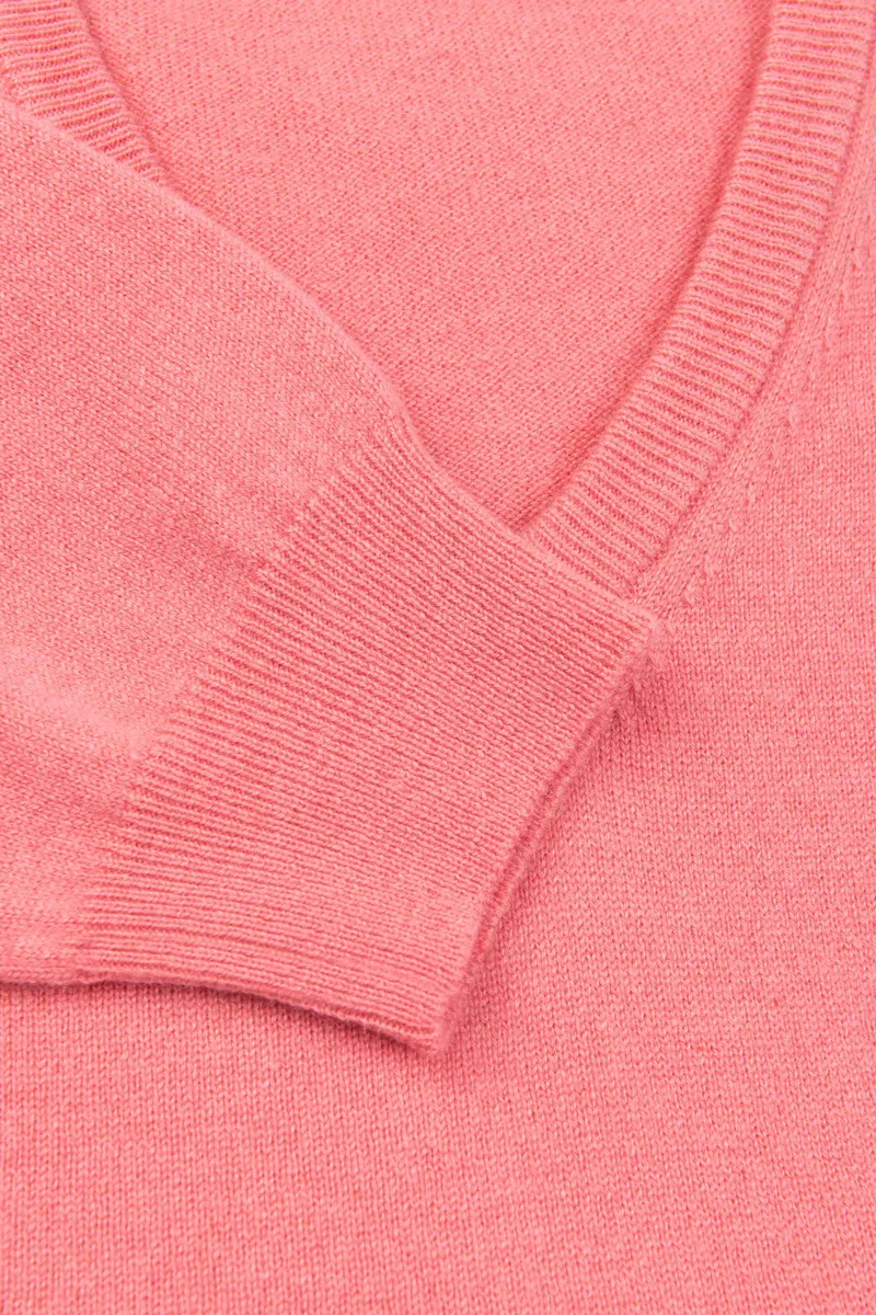Maglia scollo V in cashmere - ROSA