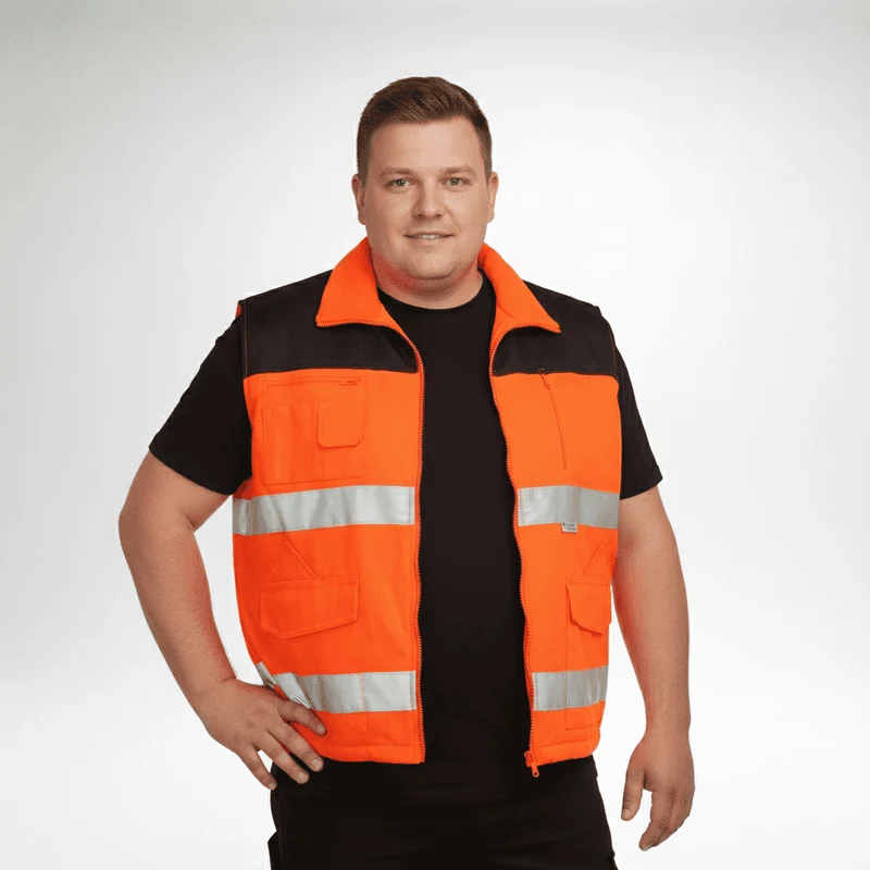 Terrax Warnschutz Arbeitsweste Herren Übergröße 3XL-6XL, Orange