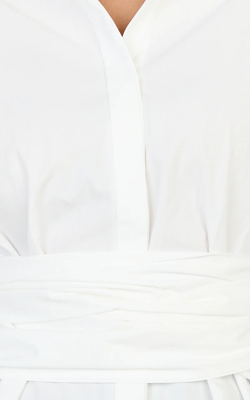 Skye Top - Tie Waist Shirt in White
