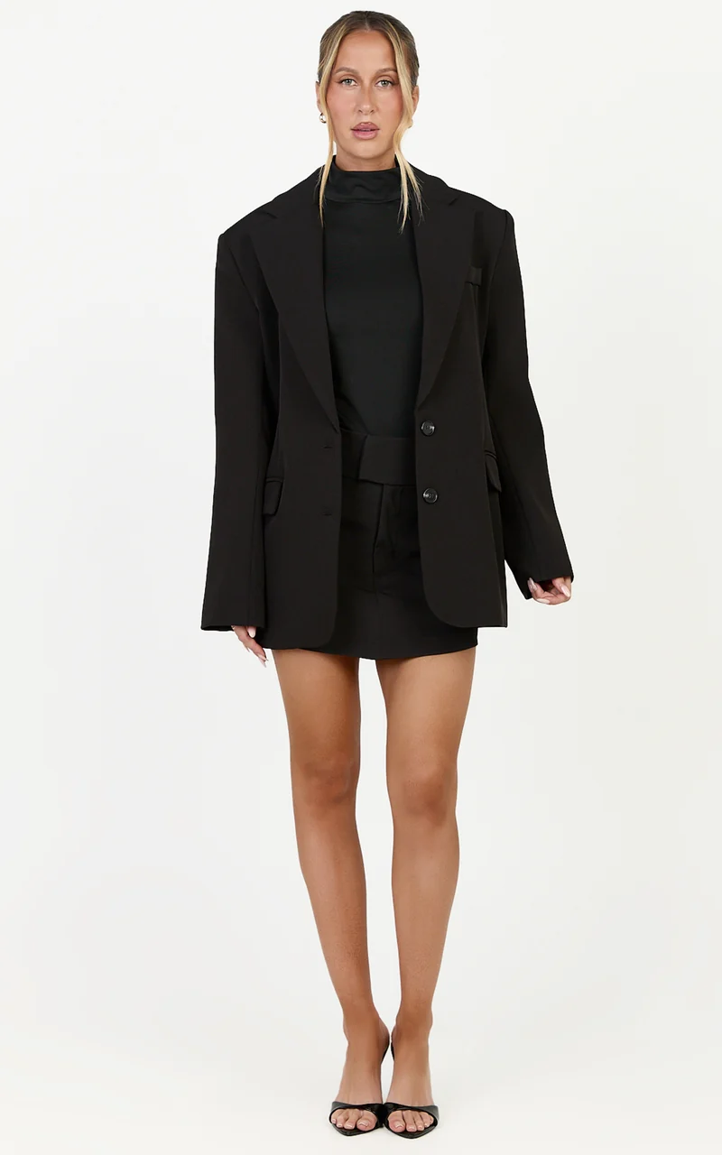 Rosalie Jacket - Single Breasted Oversized Blazer in Black