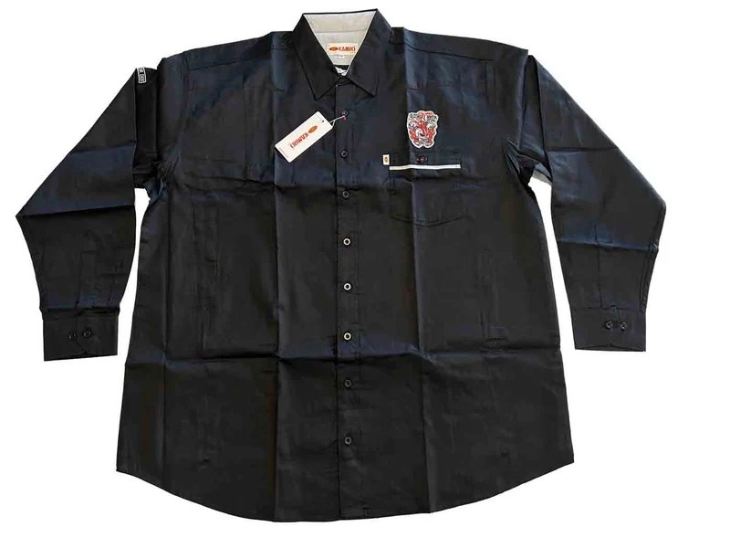Kamro Hemd Herren Übergröße 4XL-10XL - langarm schwarz