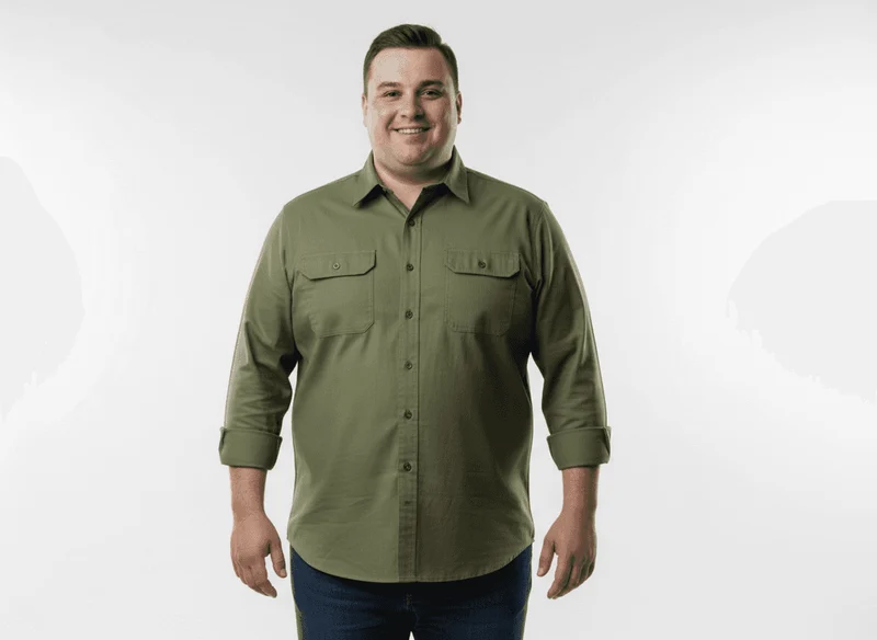 Kamro Jeanshemd Herren Übergröße 4XL-10XL oliv langarm