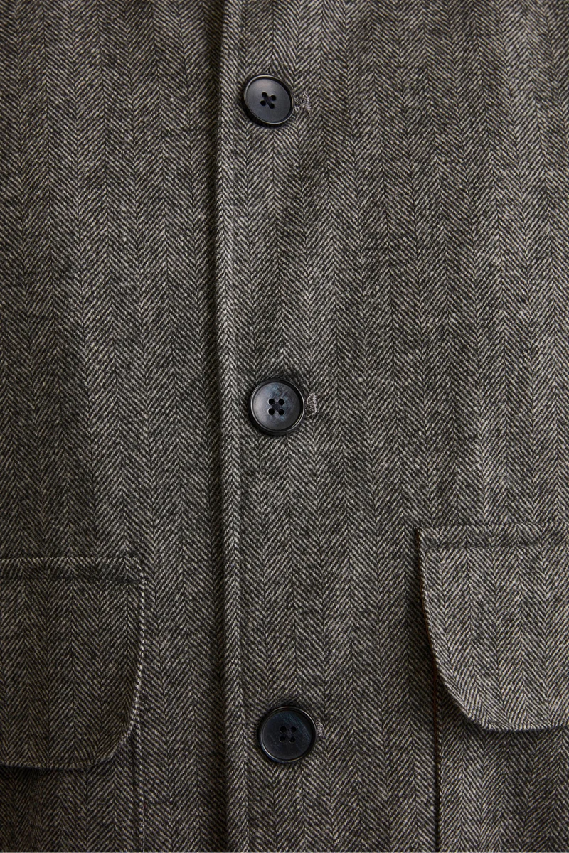 Bomber Spigato con Tasche in Misto Lana - GRIGIO SPIGATO