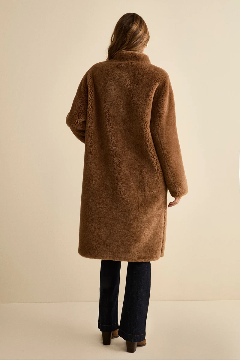 Cappotto Teddy Reversibile in Misto Lana - TABACCO