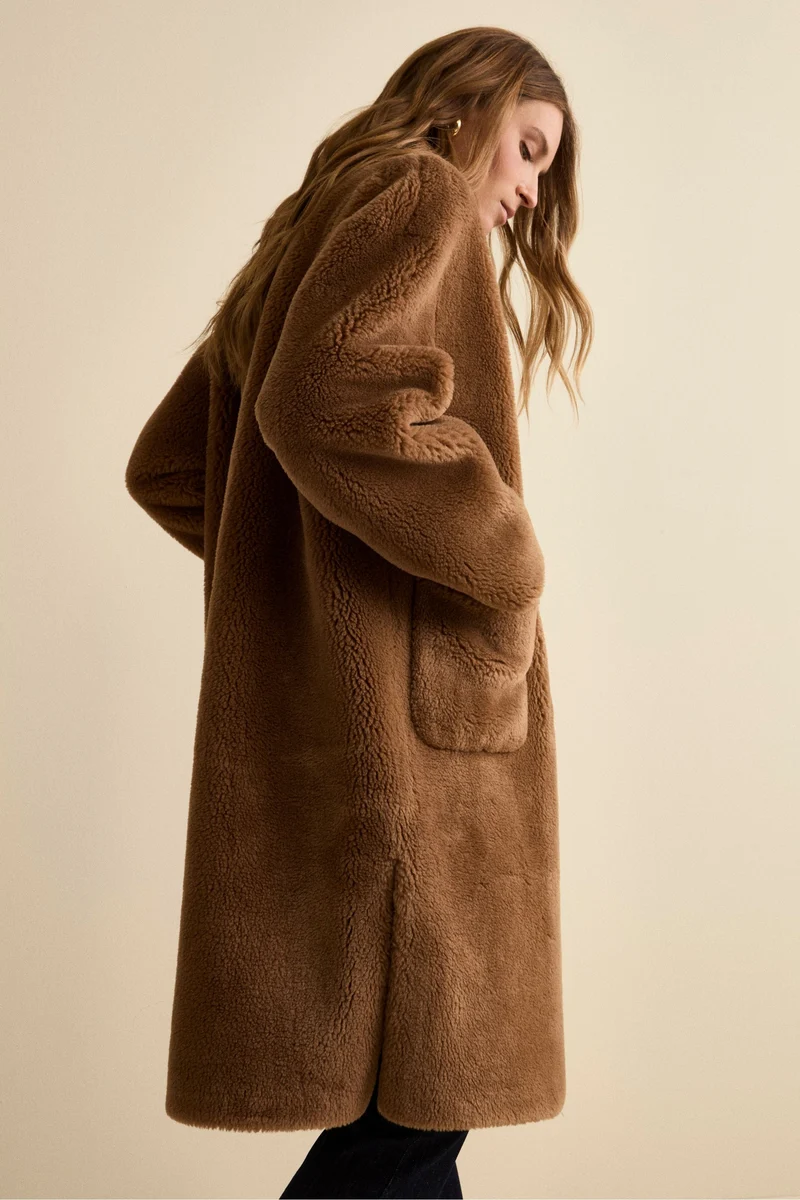 Cappotto Teddy Reversibile in Misto Lana - TABACCO