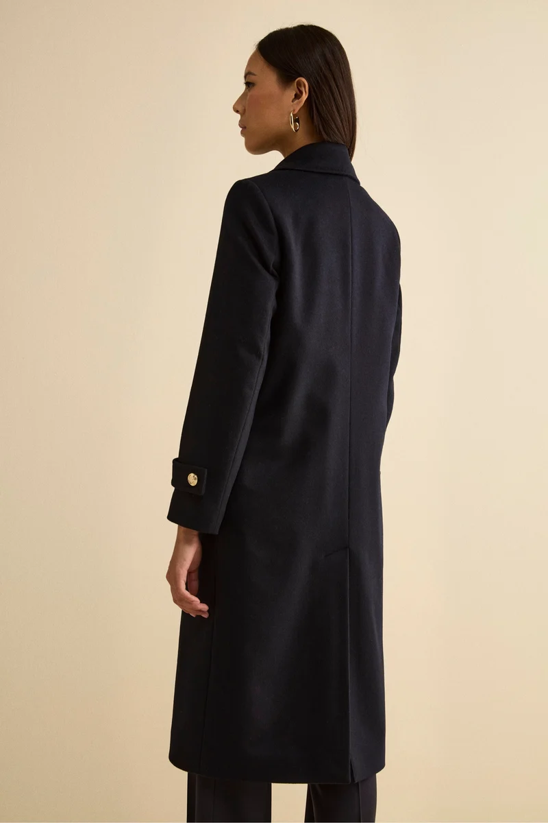 Cappotto Lungo Doppiopetto in Misto Lana e Cahsmere - BLU