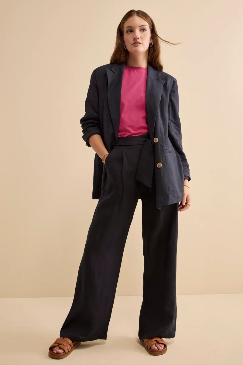 Blazer Over Doppiopetto in Lino - BLU