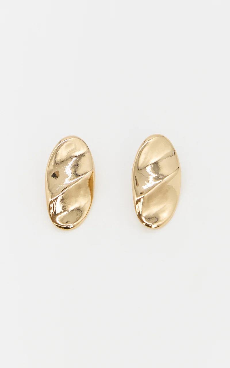 Atalia Earrings - Oval Stud Earrings in Gold