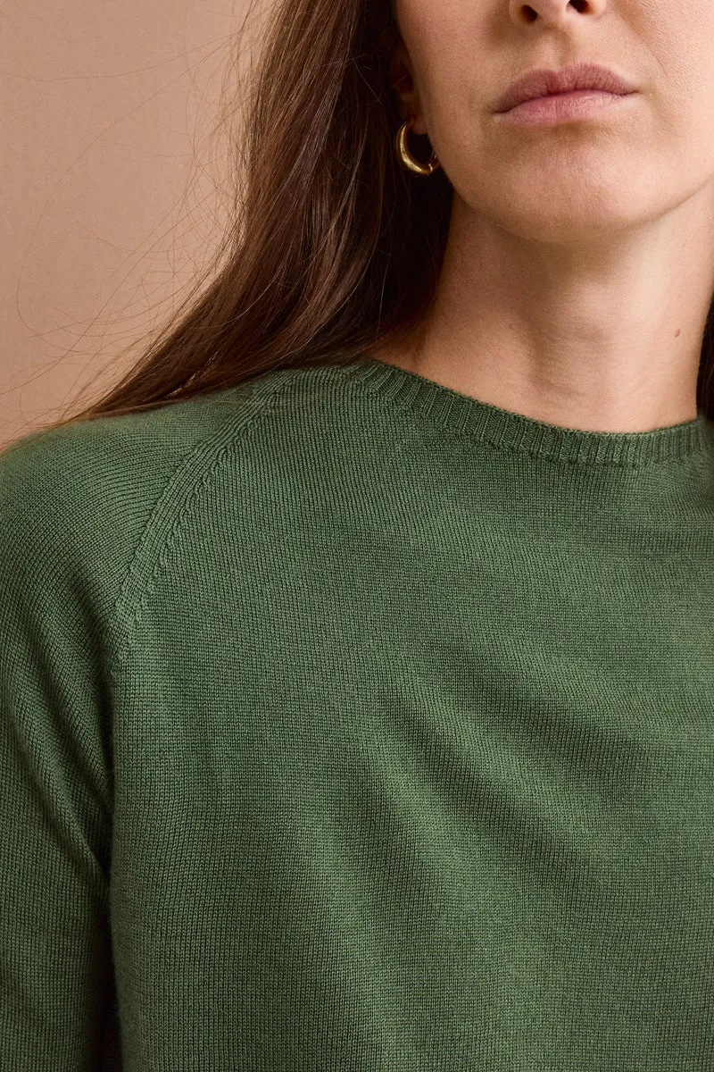 Pullover Barchetta in lana Vergine - VERDE MILITARE