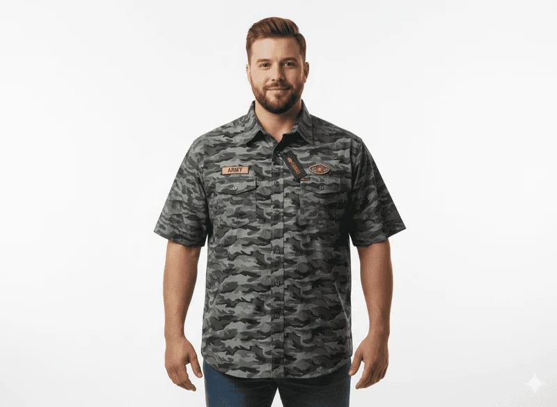 Kamro Hemd Herren Übergröße 4XL-10XL Camouflage bedruckt