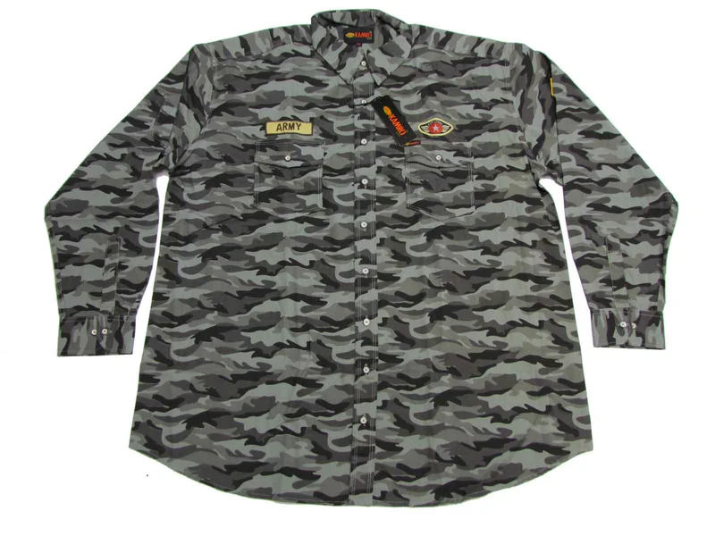 Kamro Hemd Herren Übergröße 4XL-10XL Camouflage bedruckt