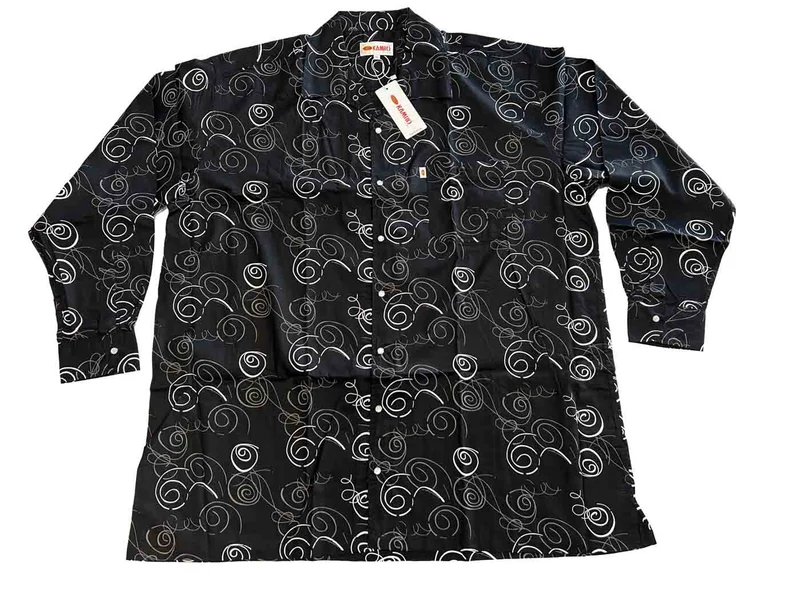 Kamro Hemd Herren Übergröße 4XL-10XL Schwarz bedruckt Brusttasche