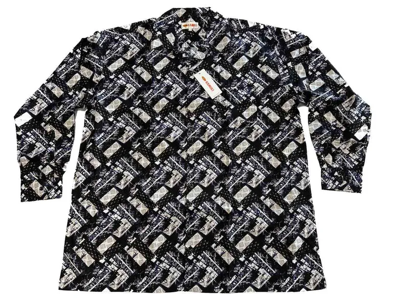 Kamro Hemd Herren Übergröße 4XL-10XL Grau Langarm bedruckt