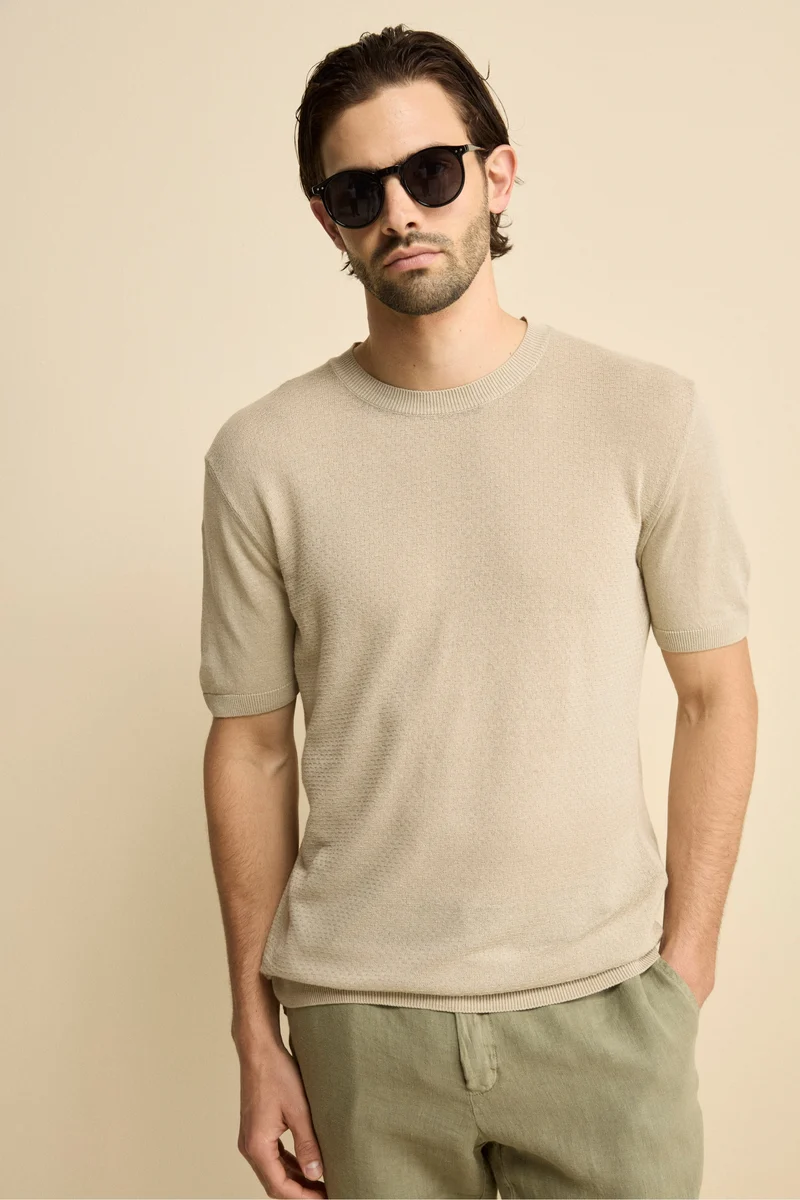 T-Shirt Girocollo in Misto Lino - CORDA
