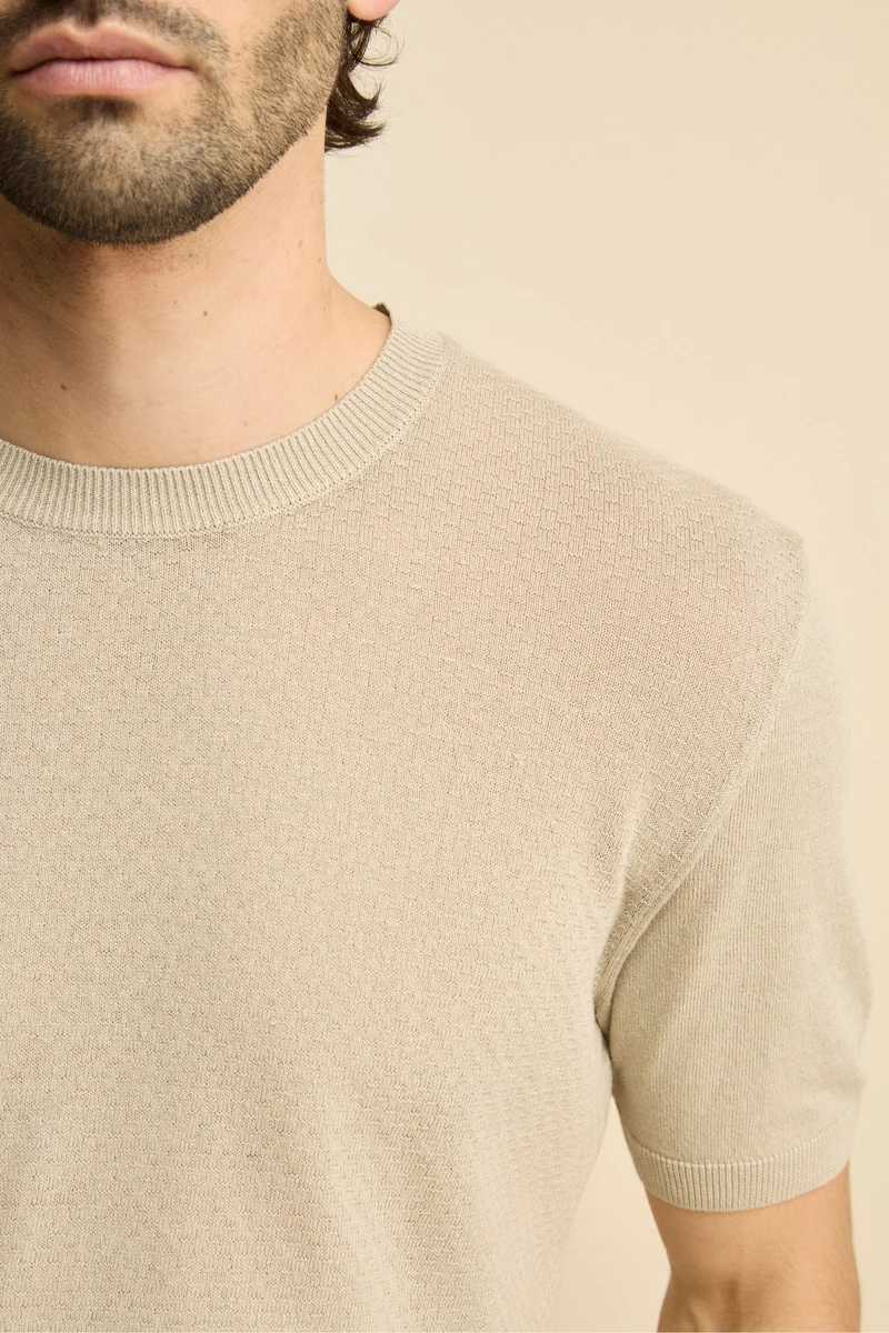T-Shirt Girocollo in Misto Lino - CORDA