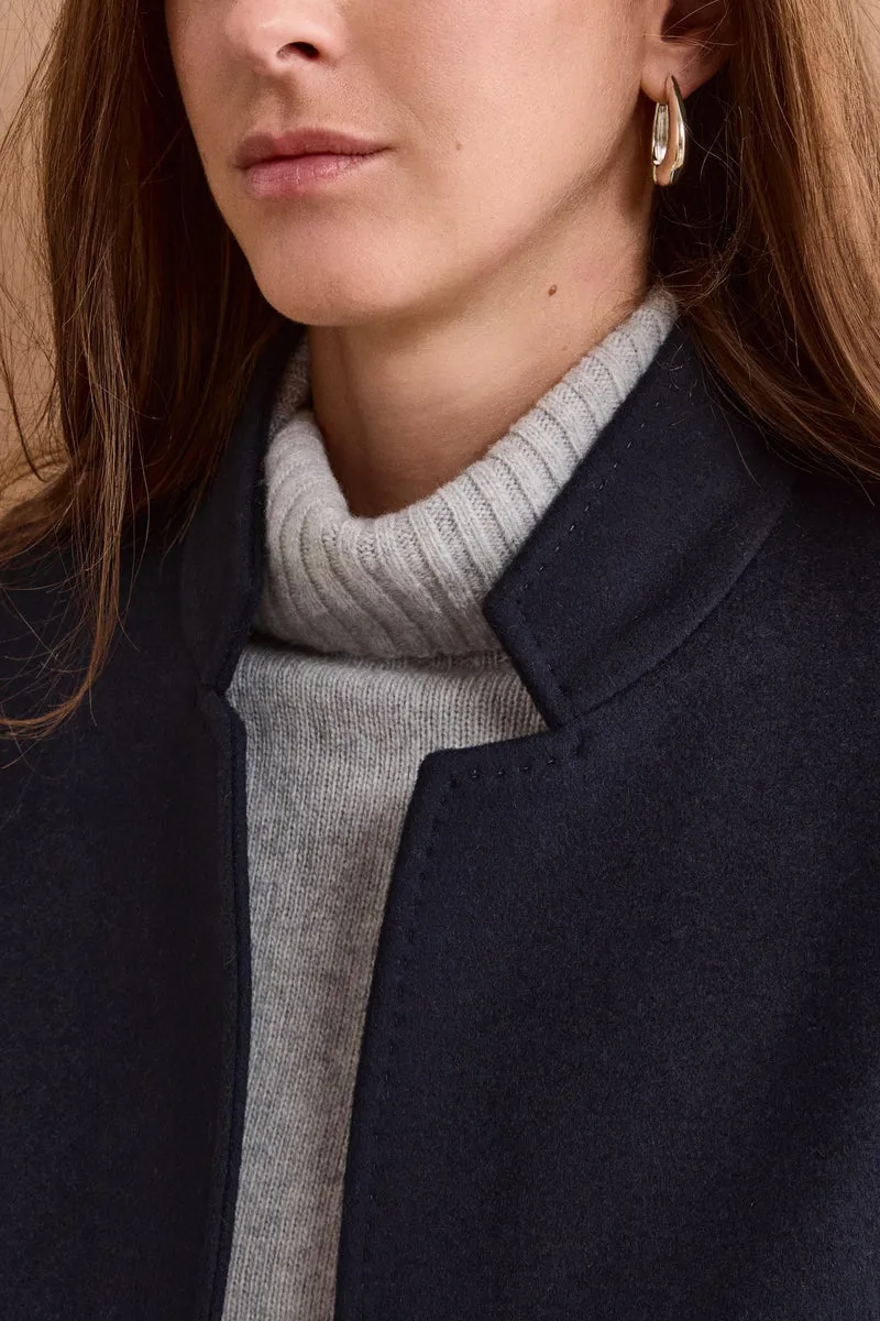 Cappotto Midi Sancrato in Misto Lana e Cashmere - BLU