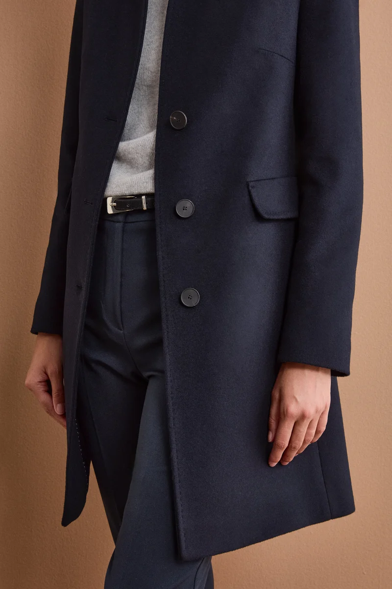 Cappotto Midi Sancrato in Misto Lana e Cashmere - BLU
