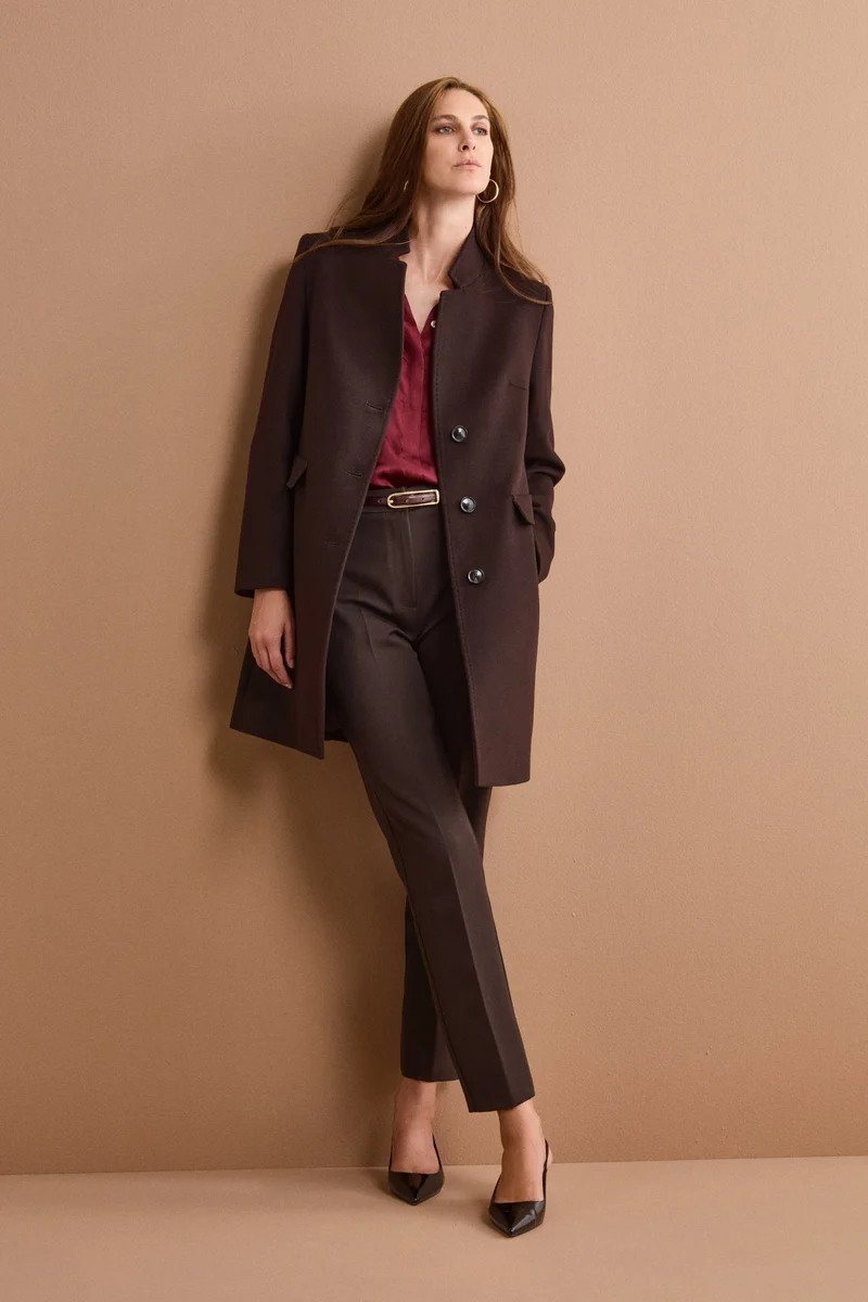 Cappotto Midi Sancrato in Misto Lana e Cashmere - T.MORO